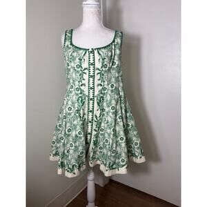 Alemais Green and Cream Floral Mini Sleeveless Dress Sz 10